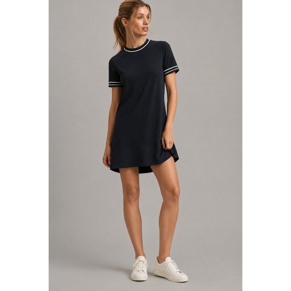 Rag & Bone Thatch Dress Black White Trim T Shirt Shift Dress XL Retail $395
